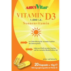 AMOSVITAL Vitamin D3 1.000 i.E. Sonnenvitamin 20 Kapseln